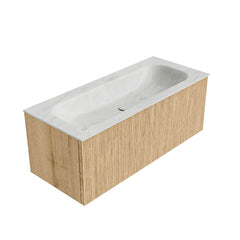 MONDIAZ KURVE-DLUX 110cm badmeubel kleur Oak met 1 lade en 0 deuren. Wastafel BIG MEDIUM Midden 1 kraangat Opalo.