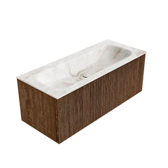 MONDIAZ KURVE-DLUX 110cm badmeubel kleur Walnut met 1 lade en 0 deuren. Wastafel BIG MEDIUM Midden 1 kraangat Frappe.
