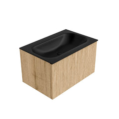 MONDIAZ KURVE 70cm badmeubel kleur Oak met 1 lade en 0 deuren. Wastafel BIG SMALL Midden 1 kraangat Urban.