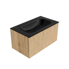 MONDIAZ KURVE 80cm badmeubel kleur Oak met 1 lade en 0 deuren. Wastafel BIG SMALL Midden zonder kraangat Urban.