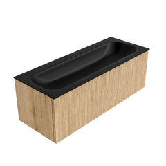 MONDIAZ KURVE 120cm badmeubel kleur Oak met 1 lade en 0 deuren. Wastafel BIG LARGE Midden zonder kraangat Urban.
