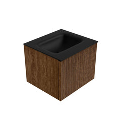 MONDIAZ KURVE 50cm badmeubel kleur Walnut met 1 lade en 0 deuren. Wastafel GRUNNE Midden zonder kraangat Urban.