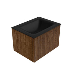 MONDIAZ KURVE 60cm badmeubel kleur Walnut met 1 lade en 0 deuren. Wastafel CLOUD Midden 1 kraangat Urban.