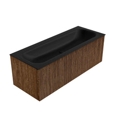MONDIAZ KURVE 120cm badmeubel kleur Walnut met 1 lade en 0 deuren. Wastafel BIG LARGE Midden 1 kraangat Urban.