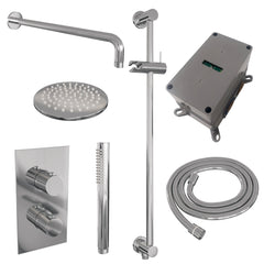 Brauer Edition inbouwset met 3-weg thermostaat - hoofddouche 20cm - gebogen wandarm 40cm - staafhanddouche - glijstang met aansluitbocht - chroom