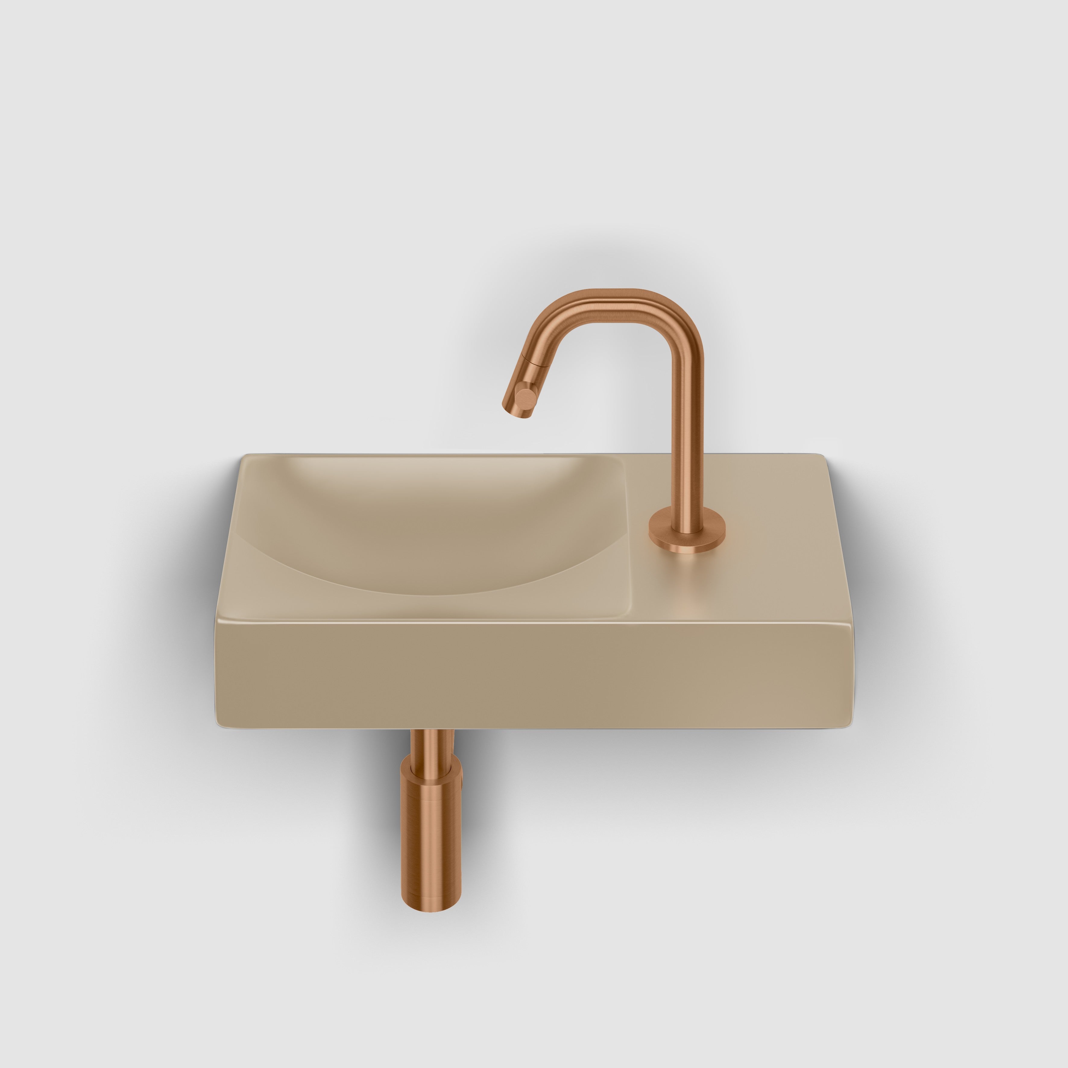 Clou Vale fontein 38cm met kraangat rechts - mat mosterd -  CL/03.34161.01.R