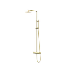 IVY Bond opbouw regendoucheset - 30cm slim hoofddouche - staafhanddouche - geborsteld mat goud pvd