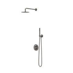 IVY Bond inbouw regendoucheset 2-weg - 15cm plafondbuis - 20cm slim hoofddouche rond - wandhouder - staafhanddouche - geborsteld metal black pvd