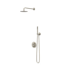 IVY Bond inbouw regendoucheset 2-weg - 15cm plafondbuis - 20cm medium hoofddouche rond - glijstang - staafhanddouche - geborsteld nickel pvd
