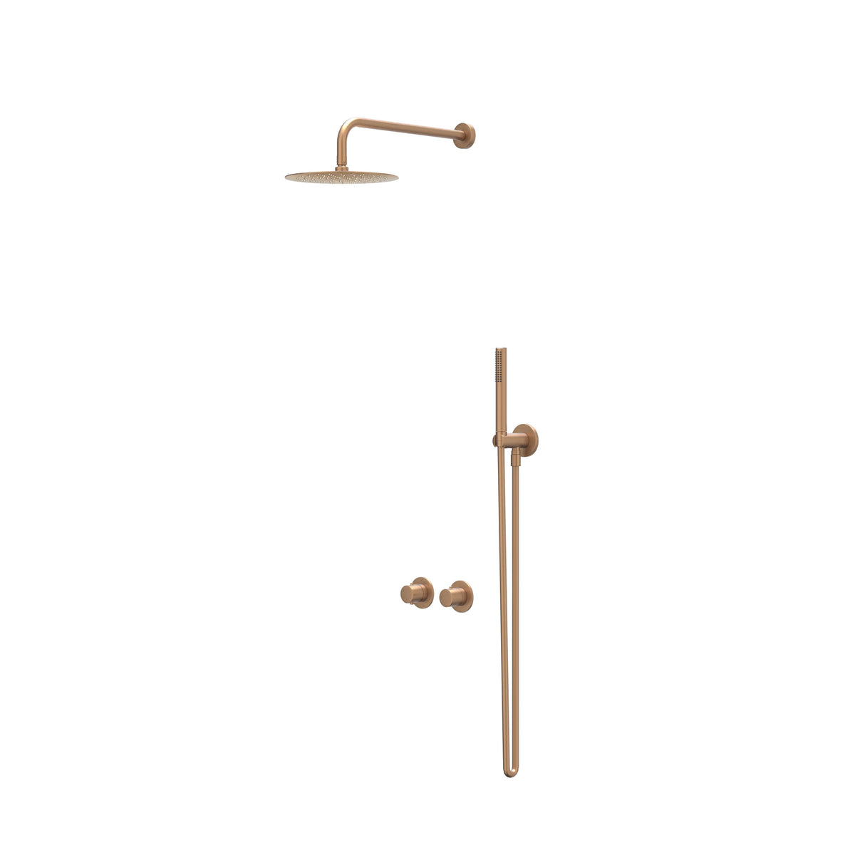 IVY Bond inbouw regendoucheset symmetry 2-weg - 15cm plafondbuis - 30cm slim hoofddouche - glijstang - satin spray handdouche - geborsteld mat koper pvd