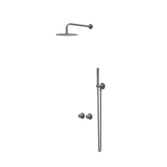 IVY Bond inbouw regendoucheset symmetry 2-weg - 30cm plafondbuis - 25cm slim hoofddouche - wandhouder - 3-standen handdouche - geborsteld metal black pvd