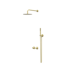 IVY Bond inbouw regendoucheset symmetry 2-weg - 30cm plafondbuis - 30cm medium hoofddouche - glijstang - 3-standen handdouche - geborsteld mat goud pvd