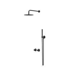 IVY Bond inbouw regendoucheset symmetry 2-weg - 15cm plafondbuis - 25cm slim hoofddouche - glijstang - satin spray handdouche - mat zwart ped