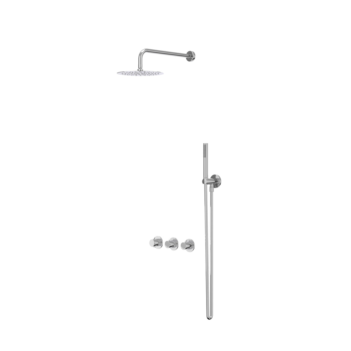 IVY Bond inbouw regendoucheset symmetry 2 stopkranen - 30cm plafondbuis - 30cm slim hoofddouche - wandhouder - 3-standen handdouche - chroom