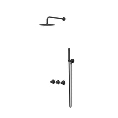 IVY Bond inbouw regendoucheset symmetry 2 stopkranen - 15cm plafondbuis - 25cm medium hoofddouche - wandhouder - staafhanddouche - mat zwart ped