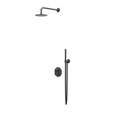 IVY Concord inbouw regendoucheset 2-weg - 30cm plafondbuis - 25cm medium hoofddouche rond - glijstang - staafhanddouche - rvs316 geborsteld carbon black pvd