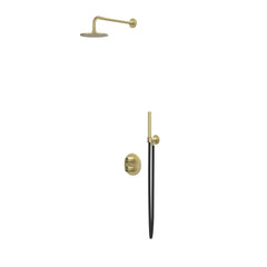 IVY Concord inbouw regendoucheset 2-weg - 20cm plafondbuis - 30cm medium hoofddouche rond - glijstang - staafhanddouche - rvs316 geborsteld mat goud pvd