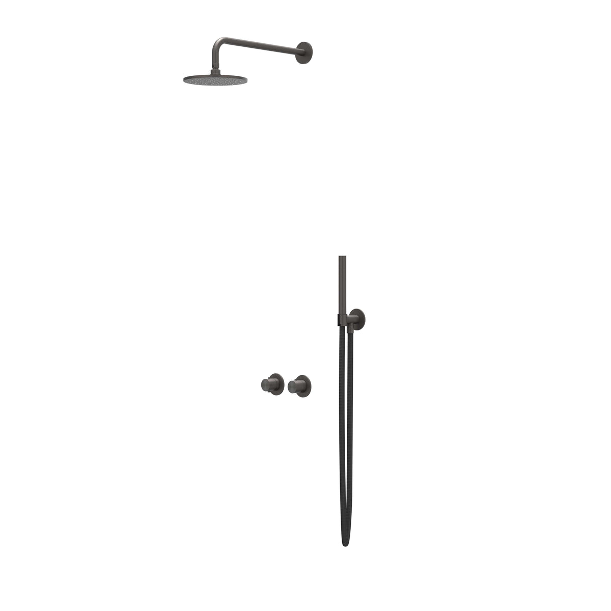 IVY Concord inbouw regendoucheset symmetry 2-weg - 30cm plafondbuis - 30cm medium hoofddouche - glijstang - staafhanddouche - rvs316 geborsteld carbon black pvd