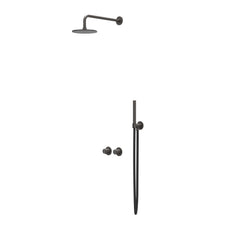 IVY Concord inbouw regendoucheset symmetry 2-weg - 30cm plafondbuis - 25cm medium hoofddouche - wandhouder - staafhanddouche - rvs316 geborsteld carbon black pvd