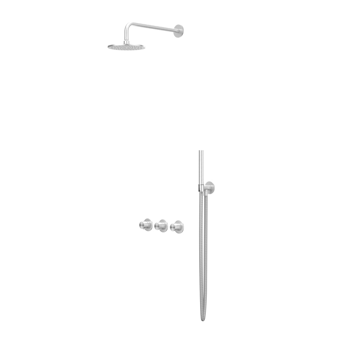 IVY Concord inbouw regendoucheset symmetry 2 stopkranen - 20cm plafondbuis - 30cm medium hoofddouche - wandhouder - staafhanddouche - rvs316 geborsteld
