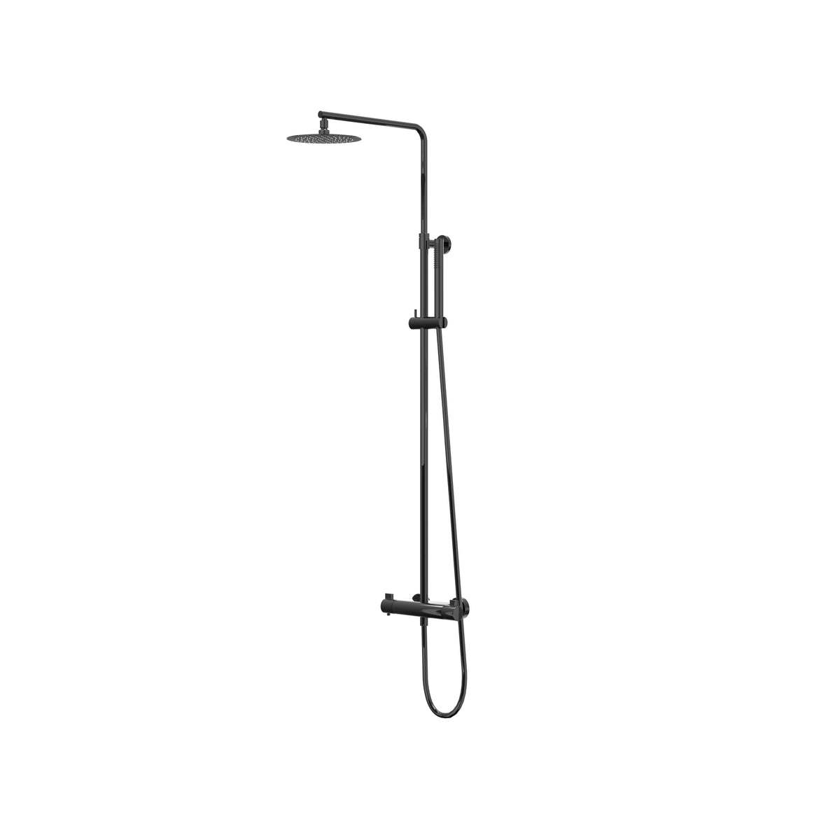 IVY Pact opbouw regendoucheset - 25cm slim hoofddouche - staafhanddouche - zwart chroom pvd