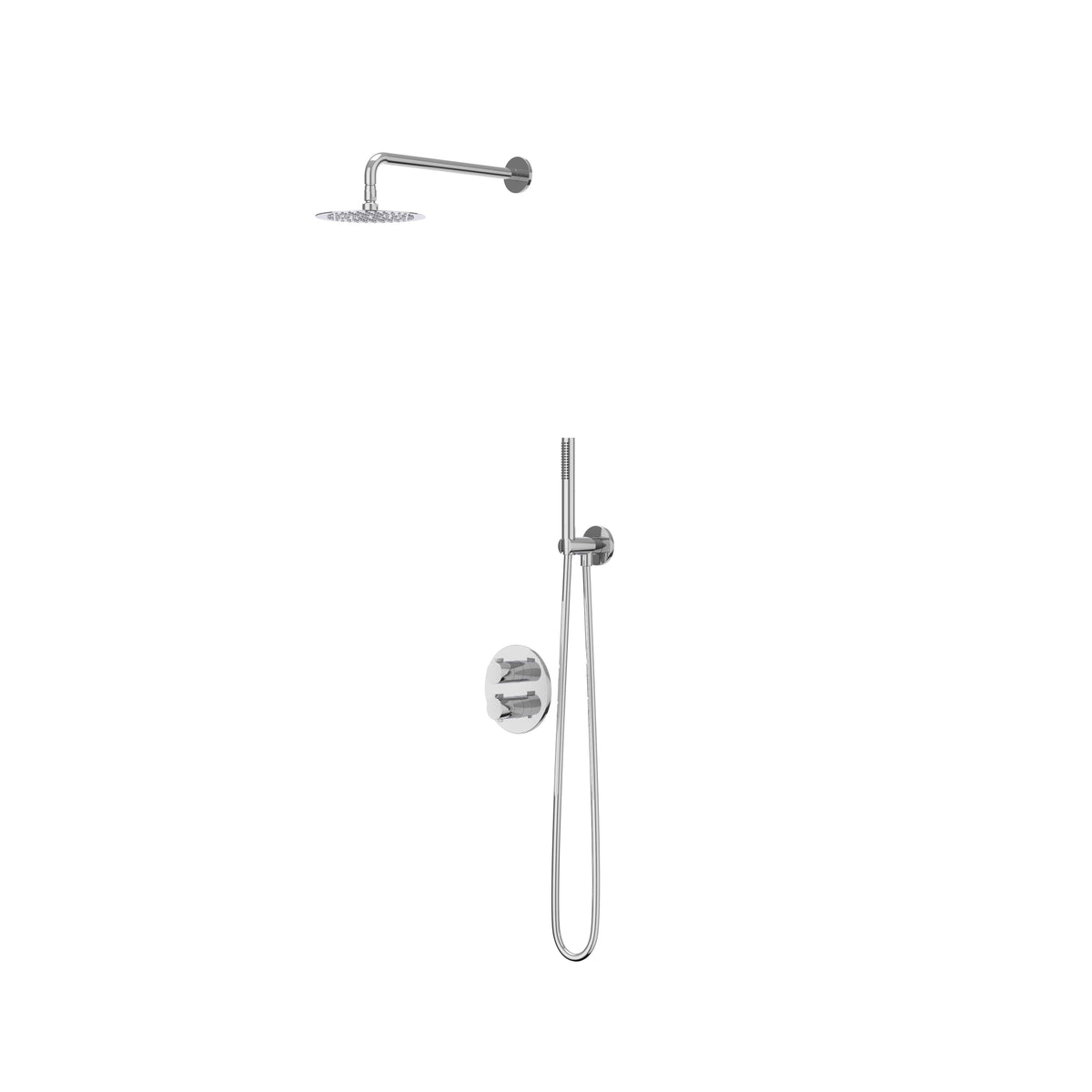 IVY Pact inbouw regendoucheset 2-weg - 15cm plafondbuis - 25cm slim hoofddouche rond - glijstang - staafhanddouche - chroom