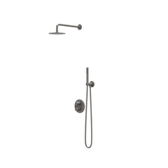 IVY Pact inbouw regendoucheset 2-weg - 30cm plafondbuis - 25cm slim hoofddouche rond - glijstang - 3-standen handdouche - geborsteld metal black pvd