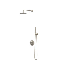 IVY Pact inbouw regendoucheset 2-weg - 30cm plafondbuis - 25cm medium hoofddouche rond - glijstang - staafhanddouche - geborsteld nickel pvd