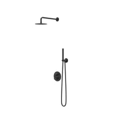 IVY Pact inbouw regendoucheset 2-weg - 30cm plafondbuis - 25cm slim hoofddouche rond - glijstang - satin spray handdouche - mat zwart ped