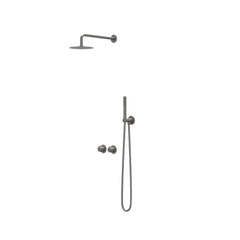 IVY Pact inbouw regendoucheset symmetry 2-weg - 30cm plafondbuis - 30cm medium hoofddouche - glijstang - satin spray handdouche - geborsteld metal black pvd
