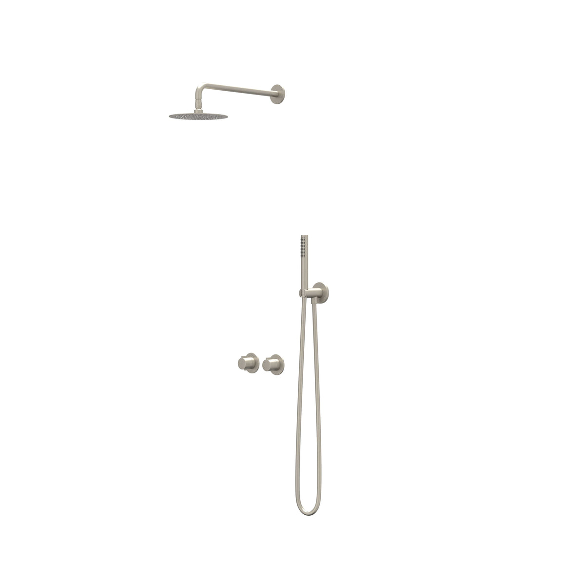 IVY Pact inbouw regendoucheset symmetry 2-weg - 30cm plafondbuis - 30cm slim hoofddouche - glijstang - satin spray handdouche - geborsteld nickel pvd