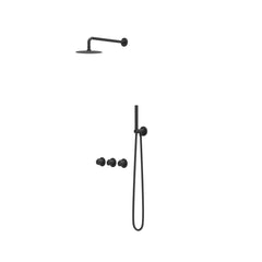 IVY Pact inbouw regendoucheset symmetry 2 stopkranen - 15cm plafondbuis - 20cm slim hoofddouche - glijstang - staafhanddouche - mat zwart ped