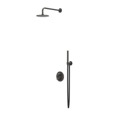 IVY Tribe inbouw regendoucheset 2-weg - 20cm plafondbuis - 20cm medium hoofddouche rond - glijstang - staafhanddouche - rvs316 geborsteld carbon black pvd