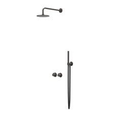 IVY Tribe inbouw regendoucheset symmetry 2-weg - 20cm plafondbuis - 30cm medium hoofddouche - wandhouder - staafhanddouche - rvs316 geborsteld carbon black pvd