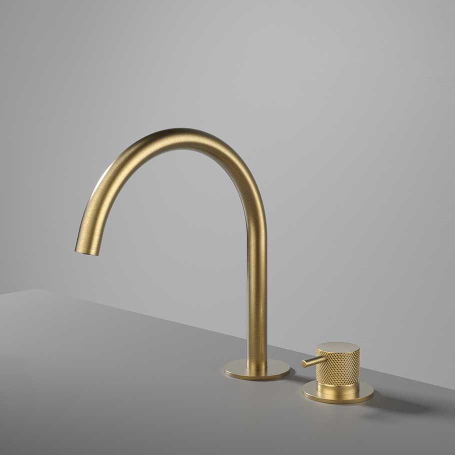 Hotbath Cobber X CX023 wastafelkraan 2-gats  - Geborsteld Zwart PVD