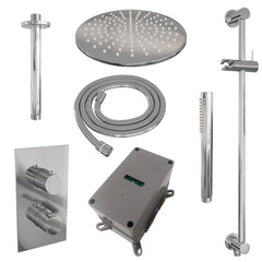 Brauer Edition inbouwset met 3-weg thermostaat - hoofddouche 30cm - plafondbuis 20cm - staafhanddouche - glijstang met aansluitbocht - chroom