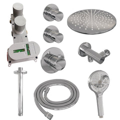 Brauer Edition thermostatische inbouw doucheset - chroom - hoofddouche 30cm - plafondsteun - ronde handdouche