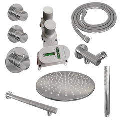 Brauer Edition thermostatische inbouw doucheset - chroom - hoofddouche 30cm - wandarm - staafhanddouche - Glijstang