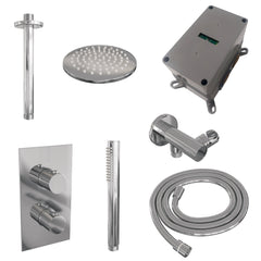 Brauer Edition inbouwset met 3-weg thermostaat - hoofddouche 20cm - plafondbuis 20cm - staafhanddouche - wandaansluiting - chroom