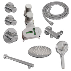 Brauer Edition thermostatische inbouw doucheset - chroom - hoofddouche 20cm - wandarm - ronde handdouche