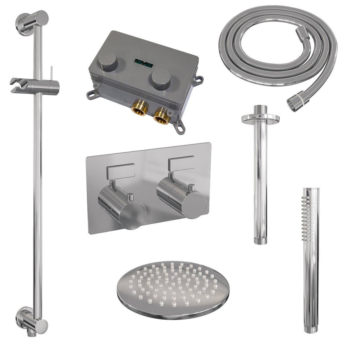 Brauer Edition inbouw doucheset - staafhanddouche - 20cm hoofdouche - plafondbuis - glijstang - chroom