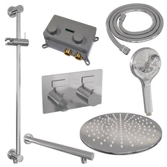 Brauer Edition inbouw doucheset - ronde handdouche - 30cm hoofdouche - rechte wandarm - glijstang - chroom