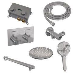 Brauer Edition inbouw doucheset - ronde handdouche - 20cm hoofdouche - rechte wandarm - wandsteun - chroom