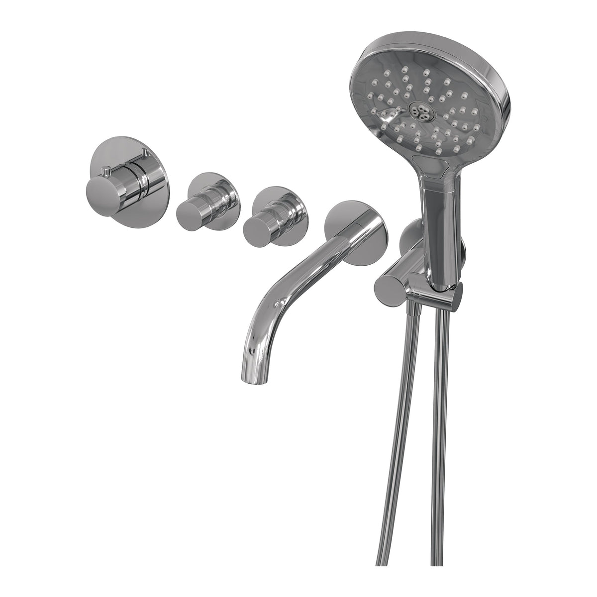 Brauer Chroom Edition inbouw badthermostaat met uitloop - chroom - ronde handdouche -  5-CE-023