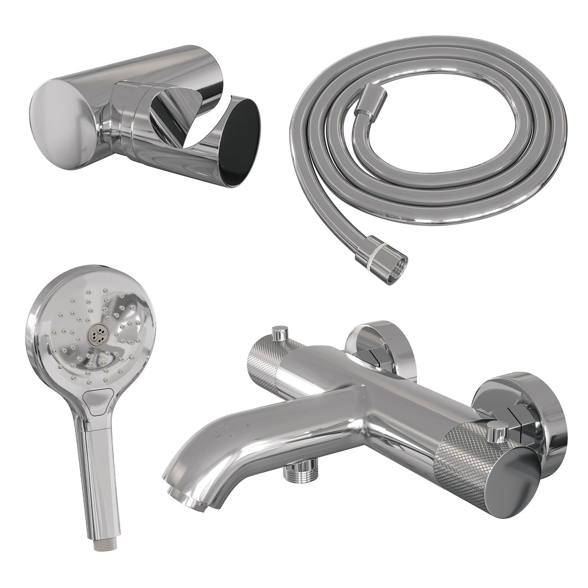 Brauer Carving badthermostaat met badset - 3 standen handdouche - chroom
