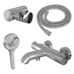 Brauer Carving badthermostaat met badset - 3 standen handdouche - chroom