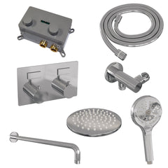 Brauer Edition inbouw doucheset - ronde handdouche - 20cm hoofdouche - gebogen wandarm - wandsteun - chroom