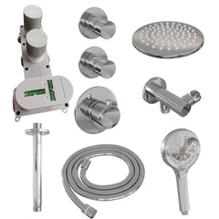 Brauer Edition thermostatische inbouw doucheset - chroom - hoofddouche 20cm - plafondsteun - ronde handdouche