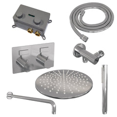 Brauer Edition inbouw doucheset - staafhanddouche - 30cm hoofdouche - gebogen wandarm - wandsteun - chroom