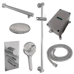 Brauer Edition inbouwset met 3-weg thermostaat - hoofddouche 20cm - rechte wandarm 40cm - ronde 3-standen handdouche - glijstang met aansluitbocht - chroom